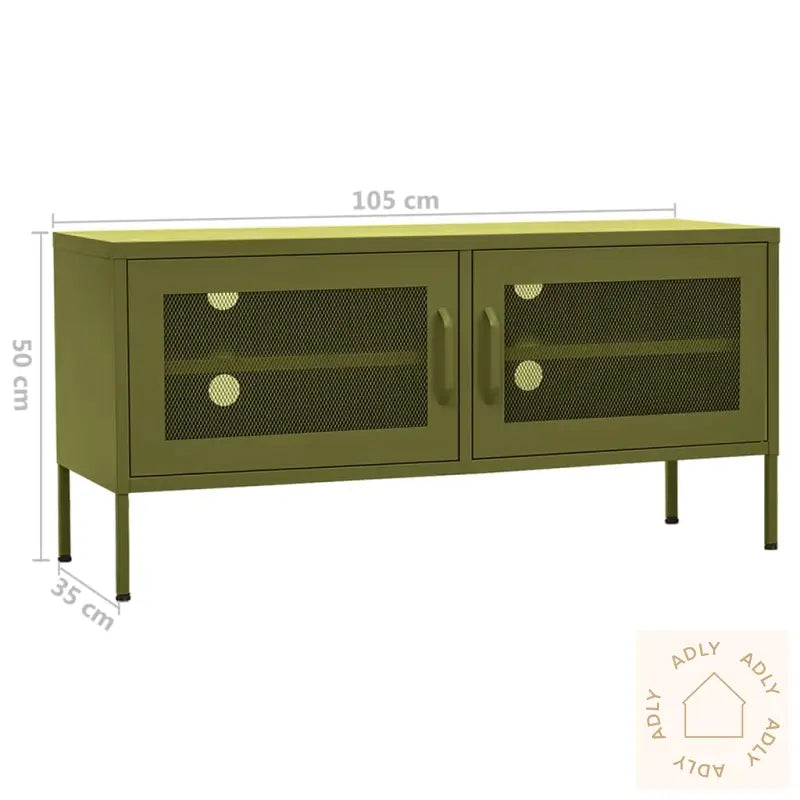 Tv-Benk Olivengrønn 105X35X50 Cm Stål