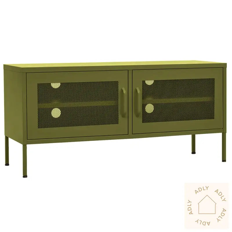 Tv-Benk Olivengrønn 105X35X50 Cm Stål
