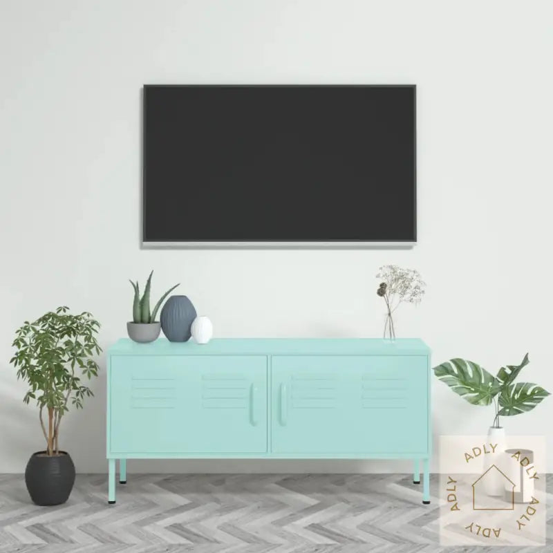 Tv-Benk Myntegrønn 105X35X50 Cm Stål