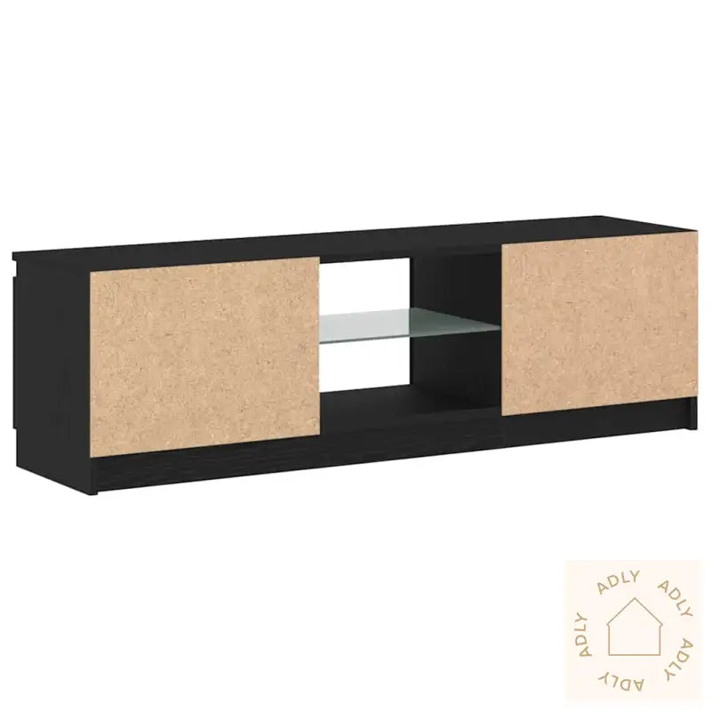 Tv-Benk Med Led-Lys Svart Eik 120X30X36 Cm Konstruert Tre