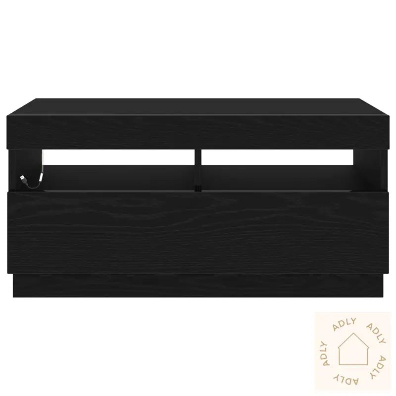 Tv-Benk Med Led-Lamper, Svart Eik, 80X35X40 Cm, Laget Av Tre