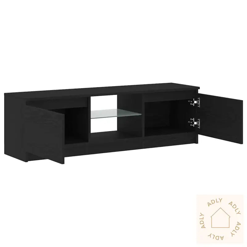 Tv-Benk Med Led-Lys Svart Eik 120X30X36 Cm Konstruert Tre