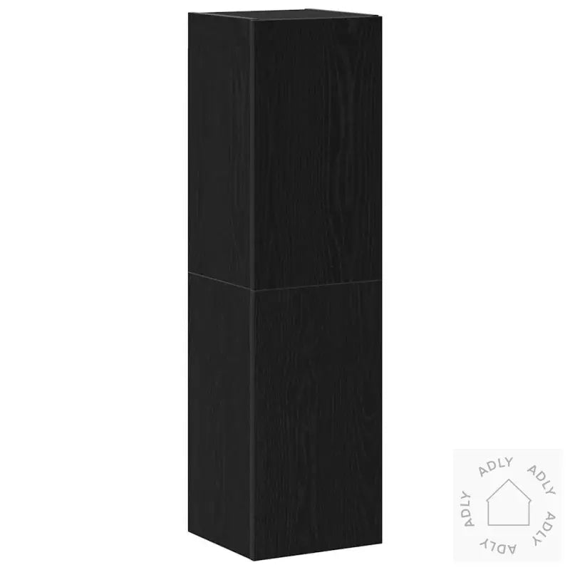 7-Delt Tv-Oppbevaringssett - Veggmontert - Svart Eik, Konstruert Tre