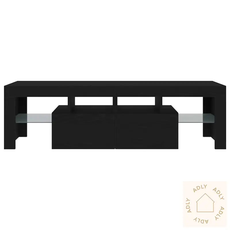 Tv-Benk Med Led-Lys Svart Eik 140X36,5X40 Cm Konstruert Tre