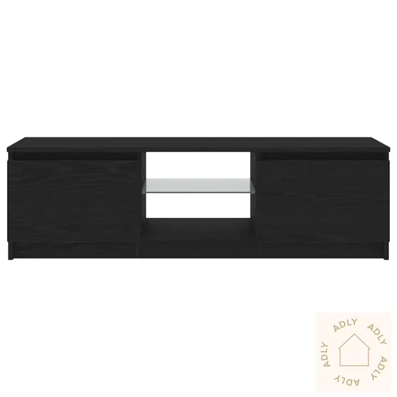 Tv-Benk Med Led-Lys Svart Eik 120X30X36 Cm Konstruert Tre