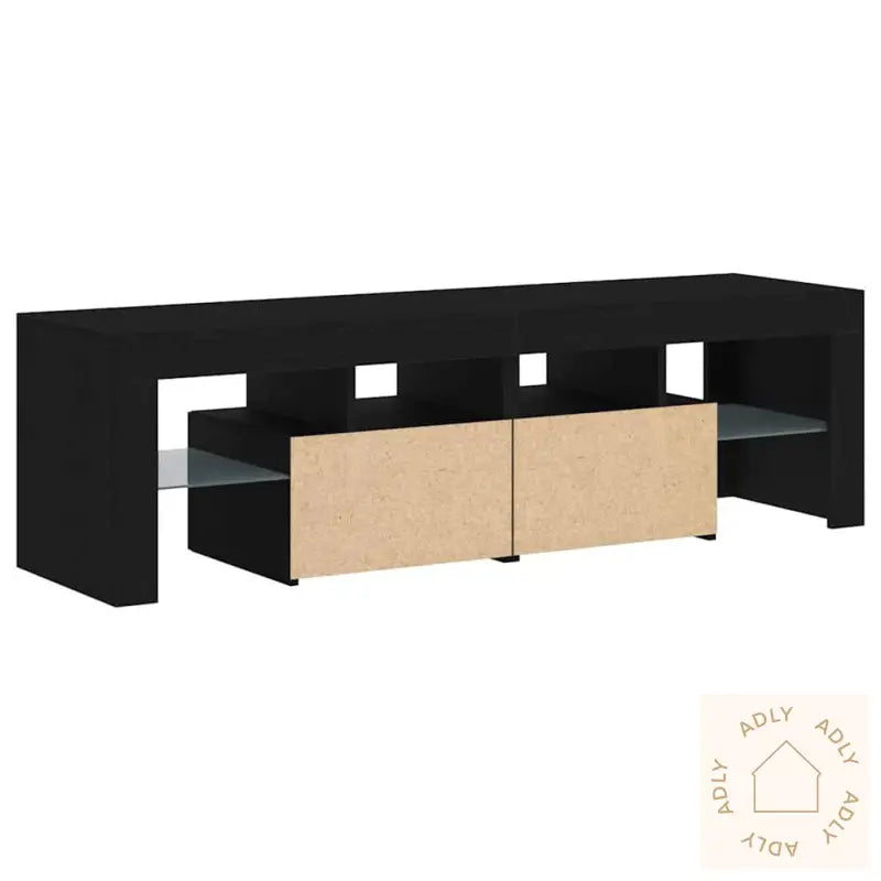 Tv-Benk Med Led-Lys Svart Eik 140X36,5X40 Cm Konstruert Tre