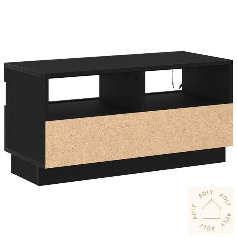 Tv-Benk Med Led-Lamper, Svart Eik, 80X35X40 Cm, Laget Av Tre