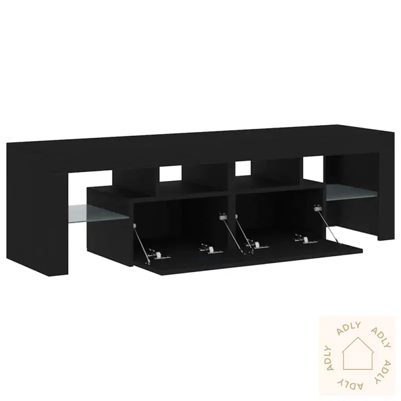 Tv-Benk Med Led-Lys Svart Eik 140X36,5X40 Cm Konstruert Tre