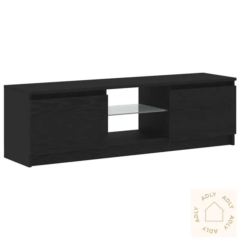 Tv-Benk Med Led-Lys Svart Eik 120X30X36 Cm Konstruert Tre