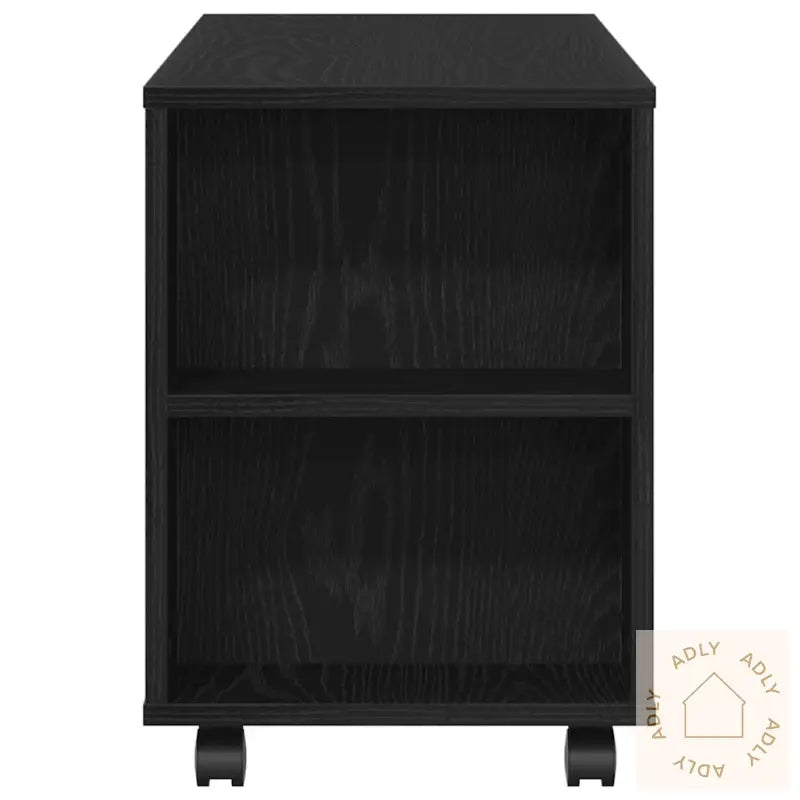 Tv-Benk Med Hjul Svart Eik 102X34,5X43 Cm Konstruert Tre