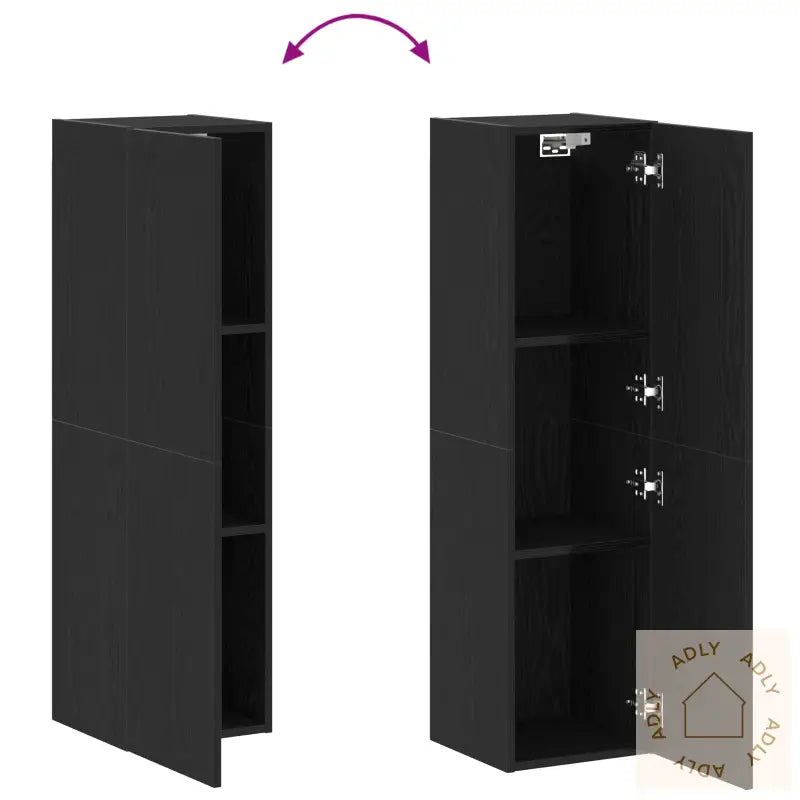 Tv Skap I Svart Eik, Størrelse 30,5 X 30 X 110 Cm, Laget Av Konstruert Tre