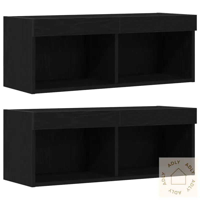 Led Tv-Skap Svart Eik 30.5X30X102 Cm Laget Av Tre