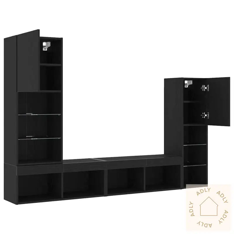Led Tv-Skap Svart Eik 30.5X30X102 Cm Laget Av Tre