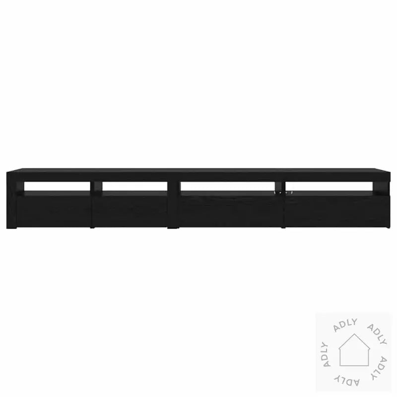 3-Delt Tv-Skapsett Med Led-Lamper Svart Eik Konstruert Tre
