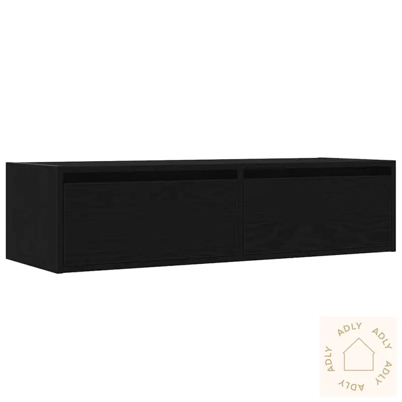 Tv-Benk Med Led-Lys Svart Eik 100X35,5X25 Cm