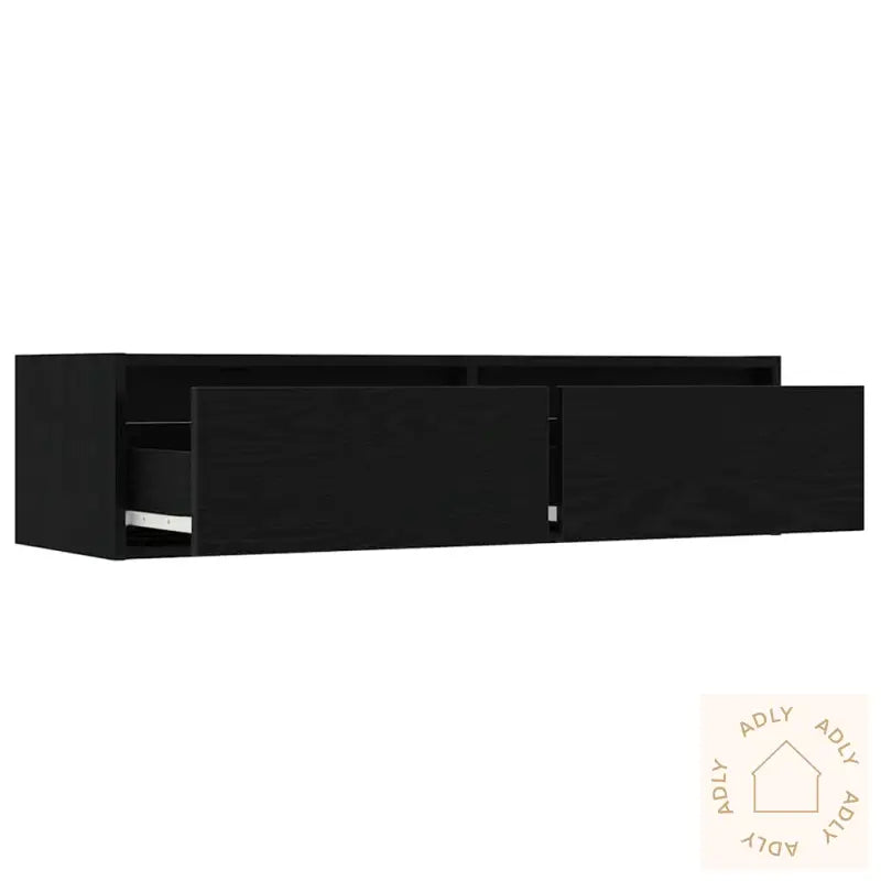 Tv-Benk Med Led-Lys Svart Eik 100X35,5X25 Cm