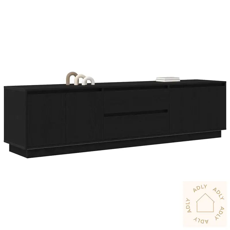 Tv-Benk Med Led-Lys Svart Eik 193,5X41X50 Cm