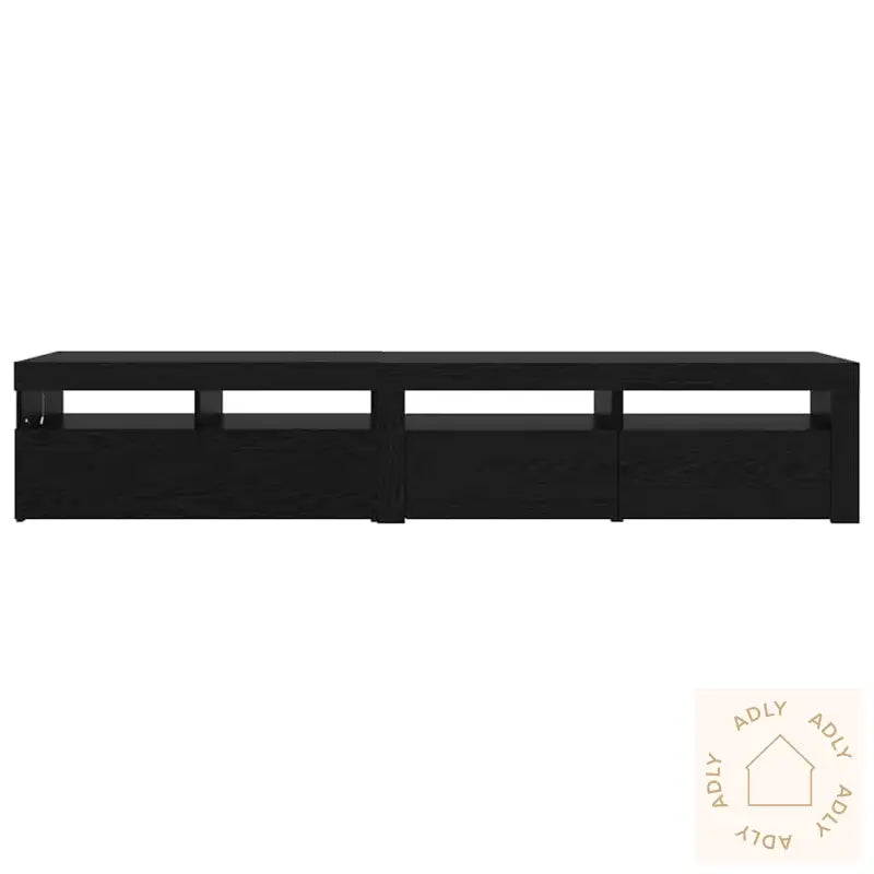 Tv Skap 2 Stk Med Led Lys, Svart Eik, Konstruert Tre