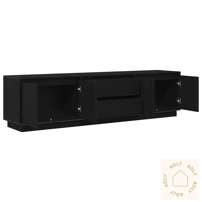 Tv-Benk Med Led-Lys Svart Eik 193,5X41X50 Cm