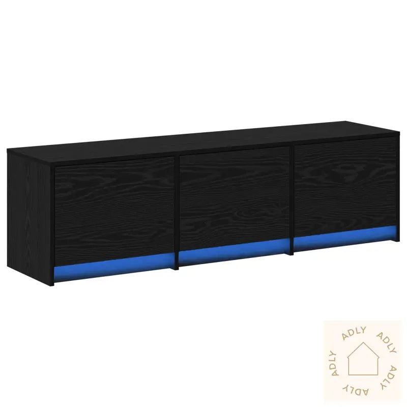 Tv Cabinet Med Led Svart Eik 140X34X40 Cm Konstruert Tre