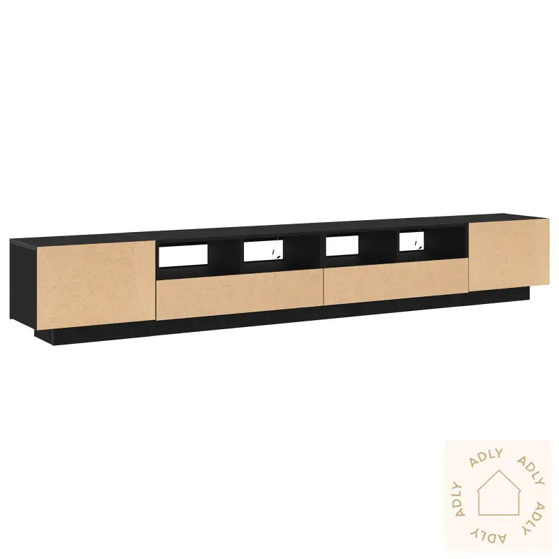 Tv-Skap Med Led-Lys I Svart Eik 260X35X40 Cm Av Konstruert Tre