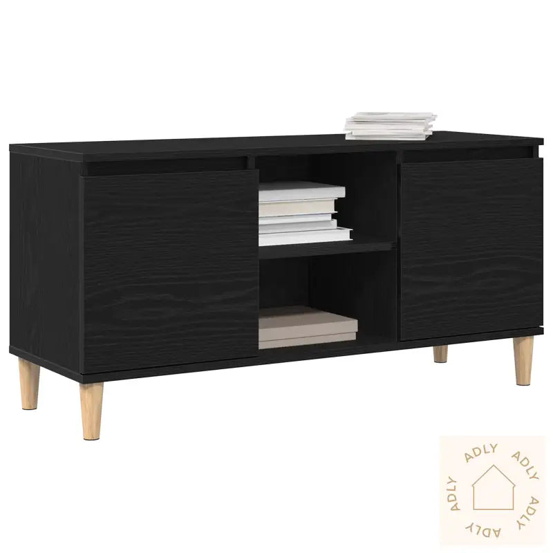 Tv-Benk Med Trebein Svart Eik 102X35X50 Cm