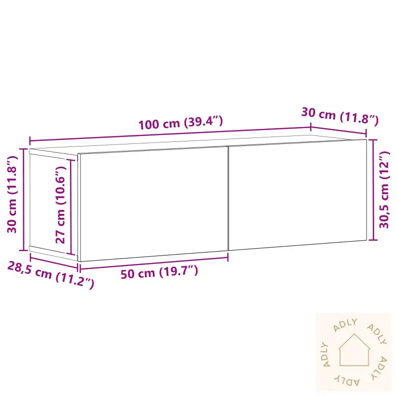 Vegghengt Tv-Benk I Svart Eik 100X30X30 Cm Laget Av Konstruert Tre