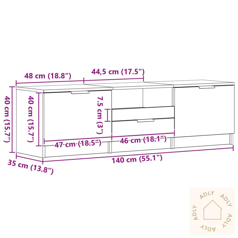 Tv-Benksn - Svart Eik - 140X35X40 Cm - Laget Av Konstruert Tre