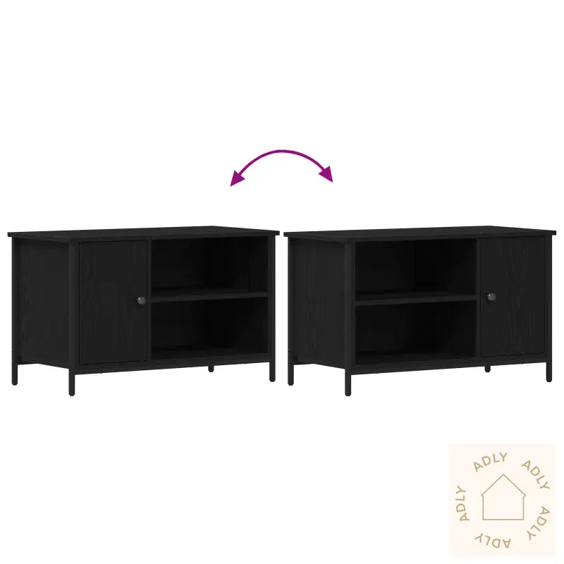 Tv-Benk Svart Eik 80X40X50 Cm Konstruert Tre Og Stål