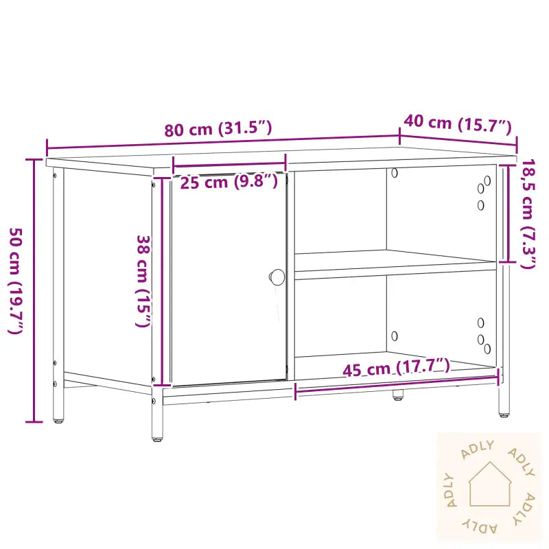 Tv-Benk Svart Eik 80X40X50 Cm Konstruert Tre Og Stål