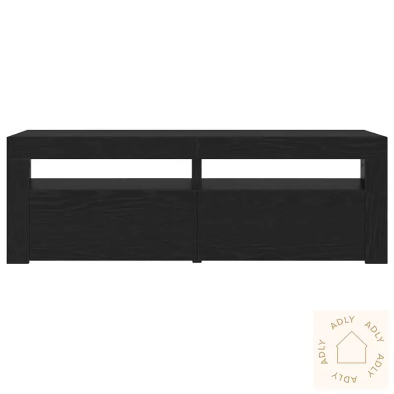 Tv-Benk Med Led-Lys Svart Eik 120X35X40 Cm Konstruert Tre