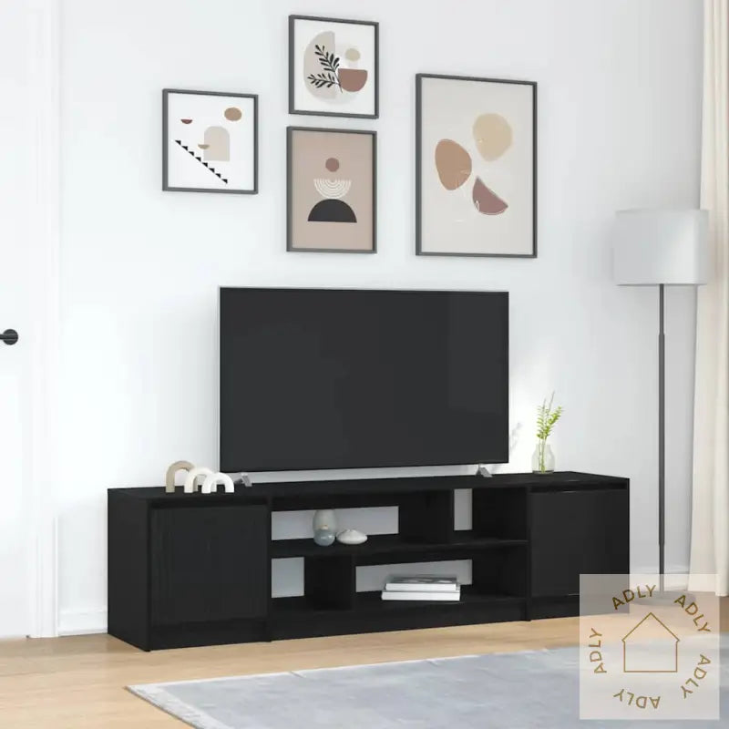 Tv-Benk Svart Eik 188,5X41X50 Cm Konstruert Tre
