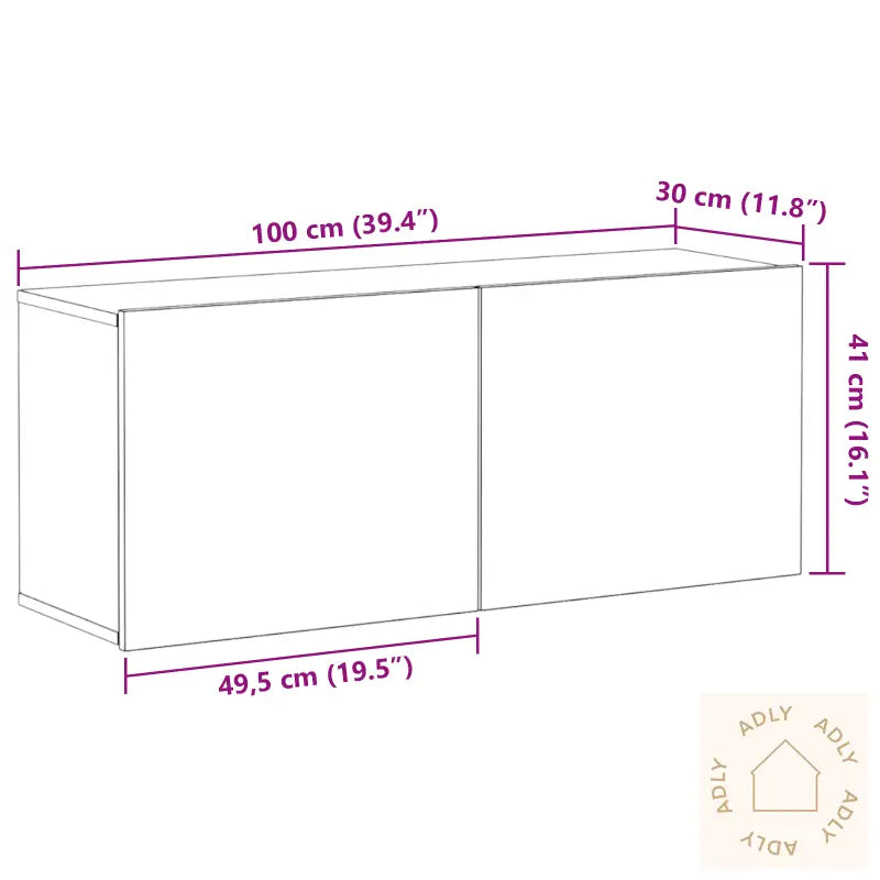 Tv Veggskap Svart Eik 100X30X41 Cm Konstruert Tre