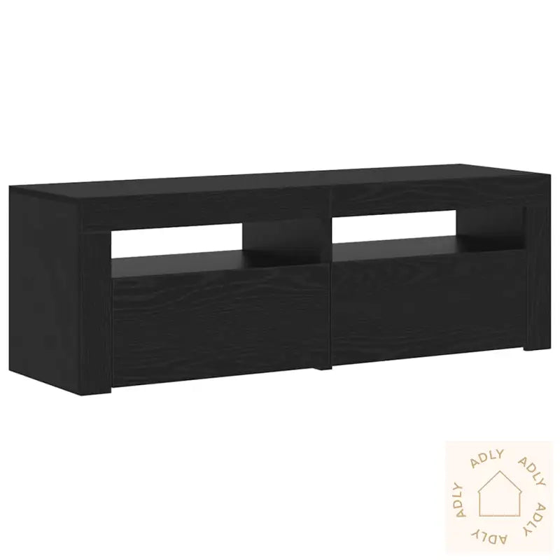 Tv-Benk Med Led-Lys Svart Eik 120X35X40 Cm Konstruert Tre