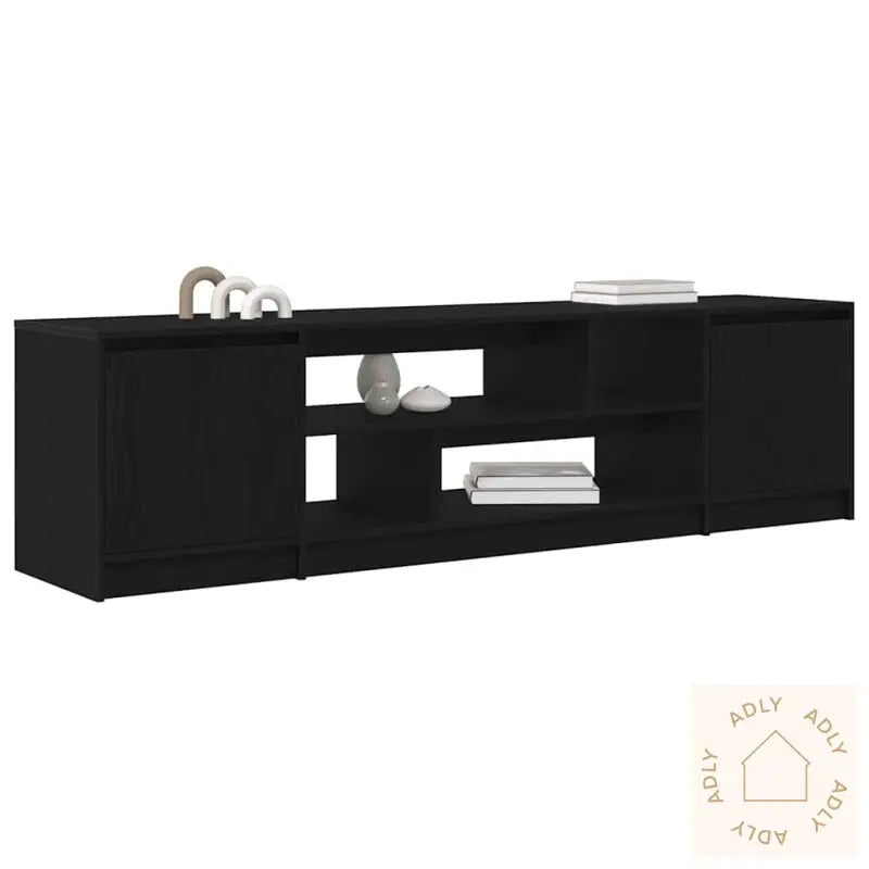 Tv-Benk Svart Eik 188,5X41X50 Cm Konstruert Tre