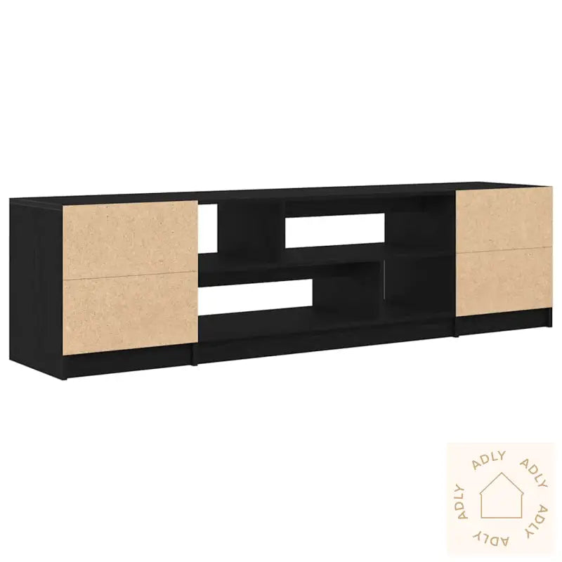 Tv-Benk Svart Eik 188,5X41X50 Cm Konstruert Tre