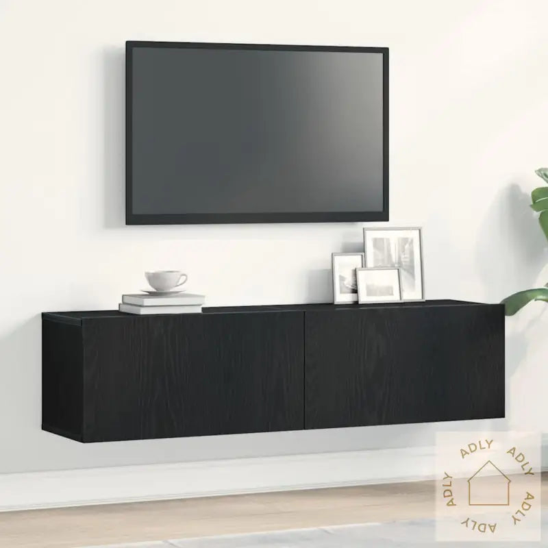 Tv-Benk Svart Eik 120X30X30,5 Cm Konstruert Tre