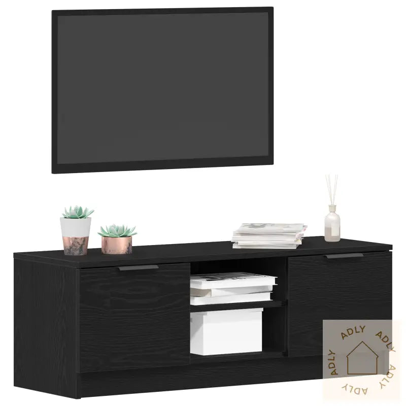 Tv-Skap Svart Eik 102X35X36,5 Cm Konstruert Tre