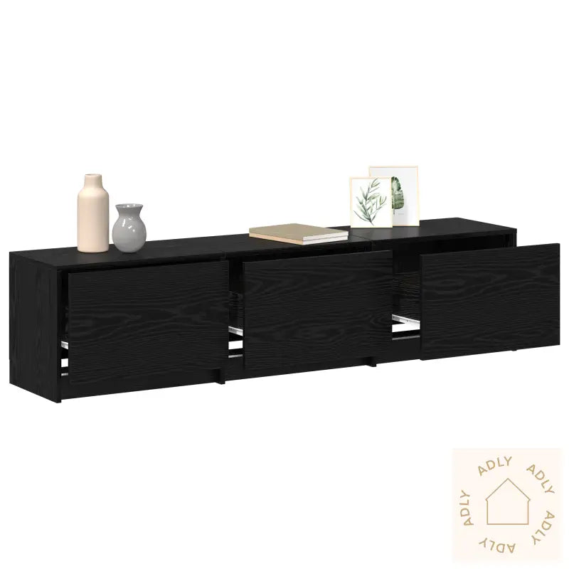 Tv-Stativ Med Led Svart Eik 162,5X34X40 Cm Konstruert Tre