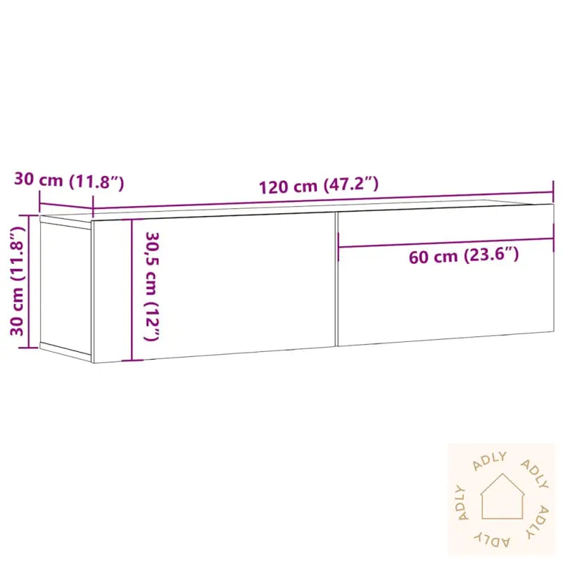 Tv-Benk Svart Eik 120X30X30,5 Cm Konstruert Tre