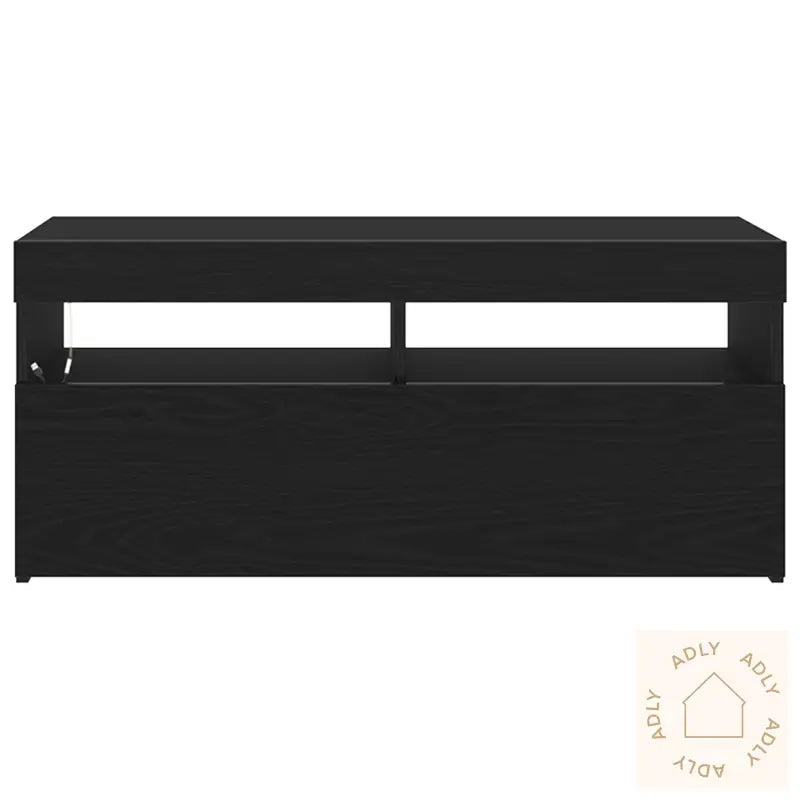 Tv-Skap Med Led-Lamper - Svart Eik, 90X35X40 Cm, Konstruert Tre