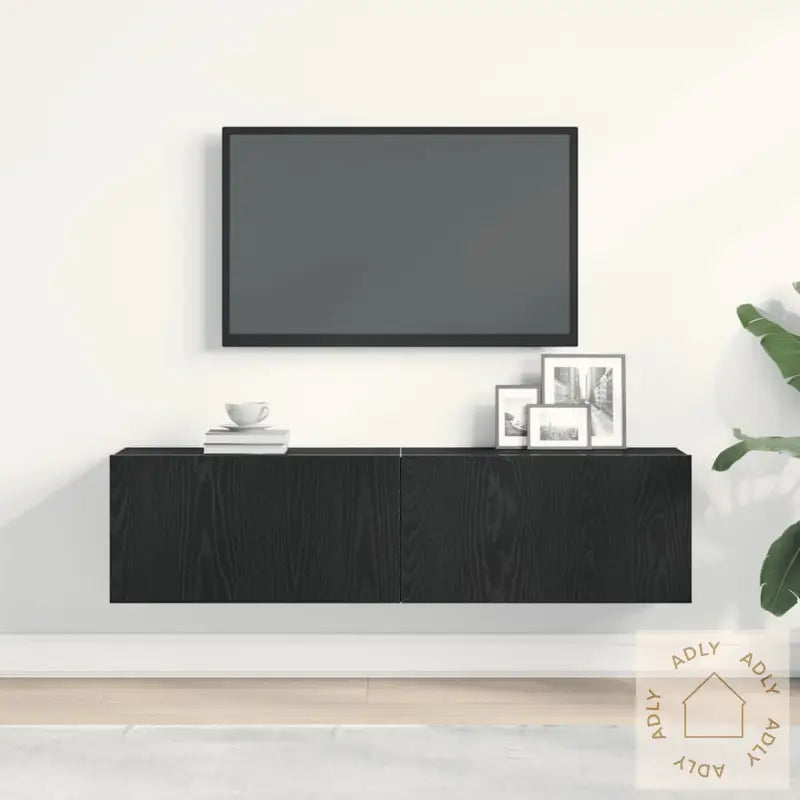 Tv-Benk Svart Eik 120X30X30,5 Cm Konstruert Tre