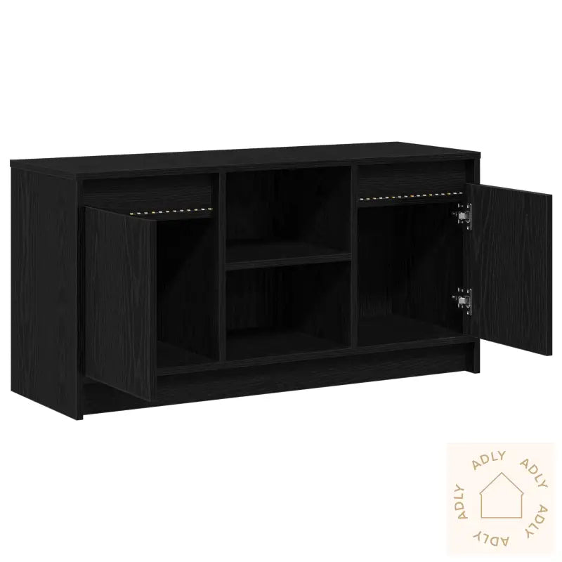 Tv-Skap Med Led-Belysning I Svart Eik, 100X34X50 Cm, Laget Av Konstruert Tre