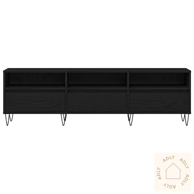 Tv-Benk Svart Eik 150X30X44,5 Cm Konstruert Tre