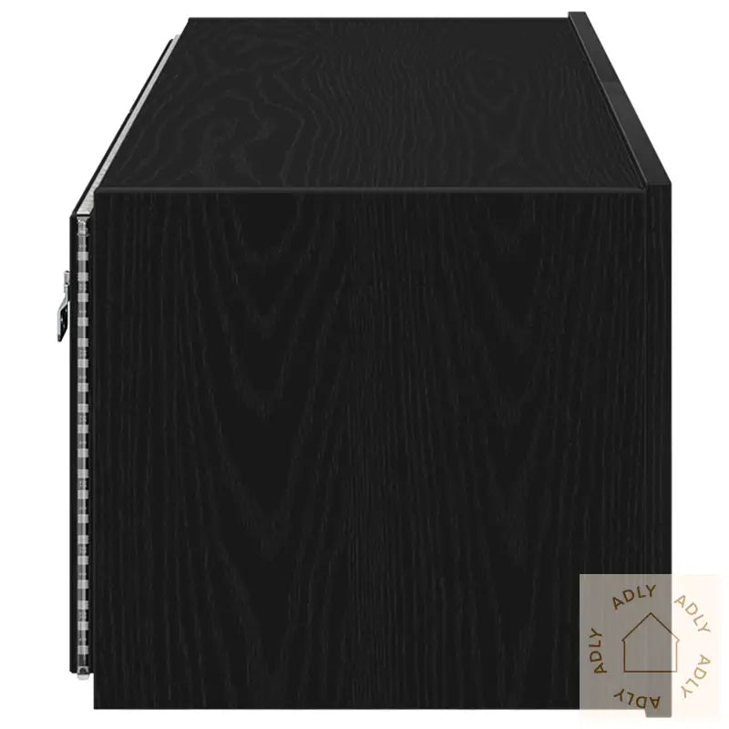 Tv Veggskap Med Led Lys Svart Eik 100X35X31 Cm