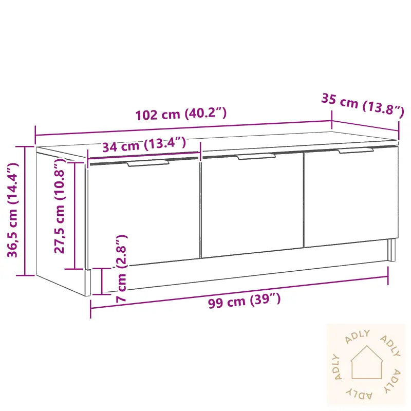 Tv-Skap Svart Eik 102X35X36,5 Cm Konstruert Tre