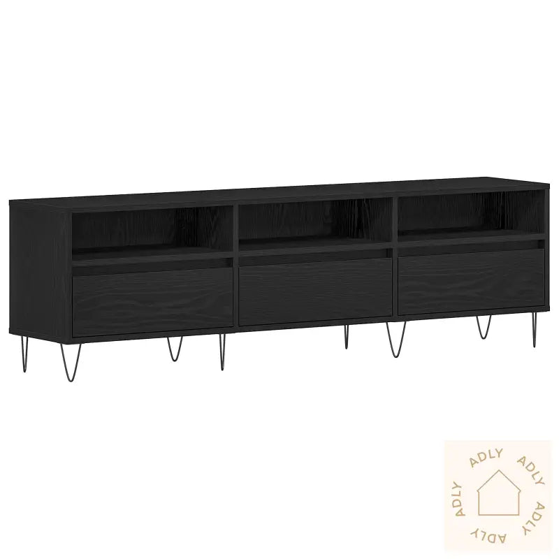 Tv-Benk Svart Eik 150X30X44,5 Cm Konstruert Tre