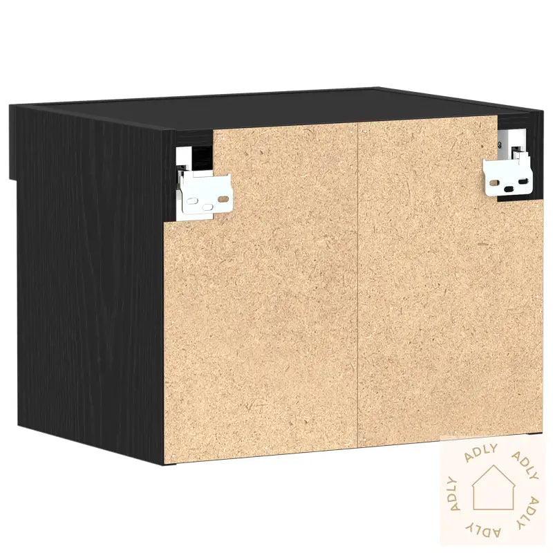 Veggskap Med Led-Lamper 2 Stk Svart Eik 40X30X30 Cm