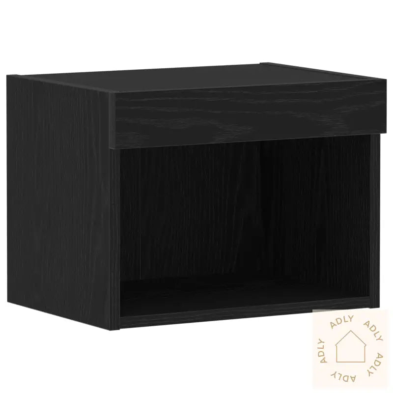 Veggskap Med Led Lys Svart Eik 40X30X30 Cm