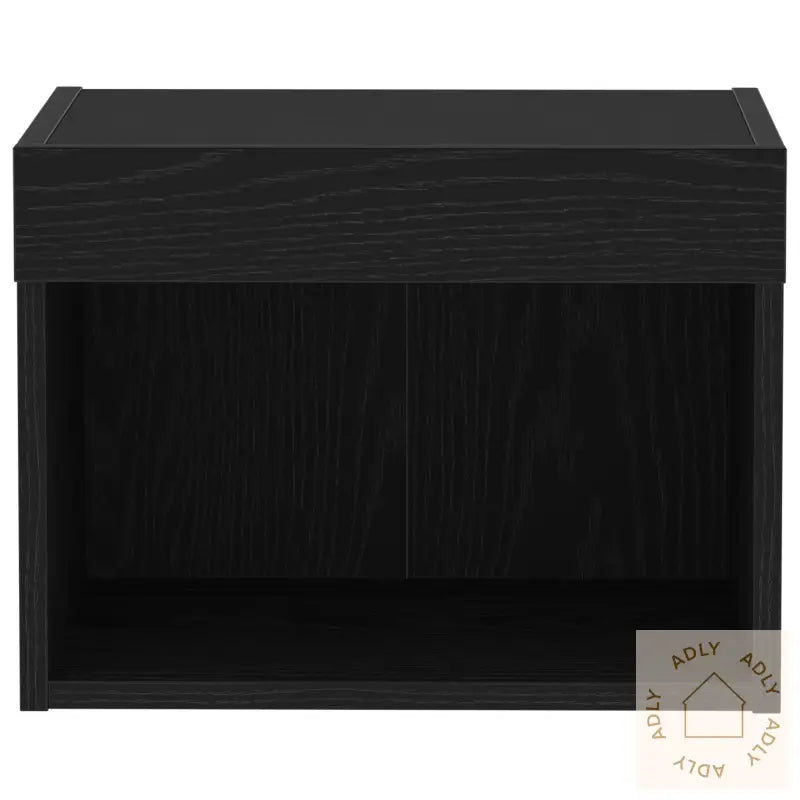 Veggskap Med Led Lys Svart Eik 40X30X30 Cm
